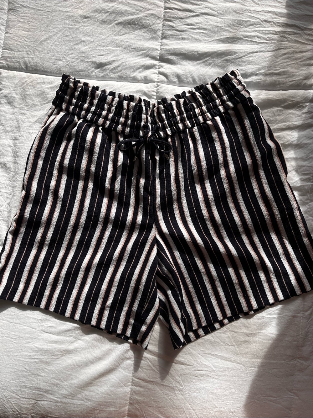 Only Black and White Vertical Stripe Shorts